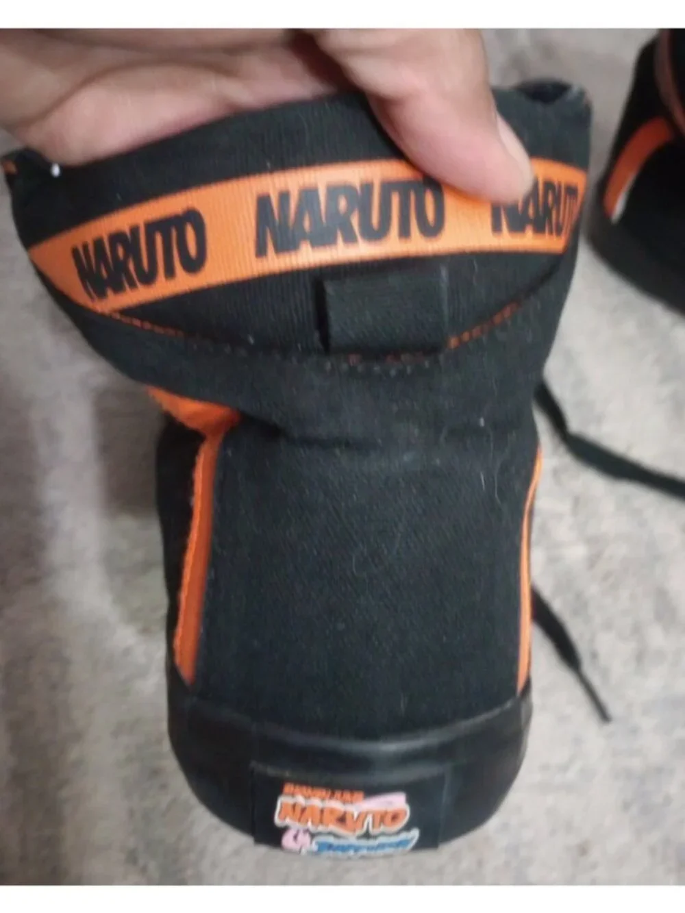 Naruto Shippuden High Top CANVAS  SHOES Men's size 10 Orange Black Lace Up